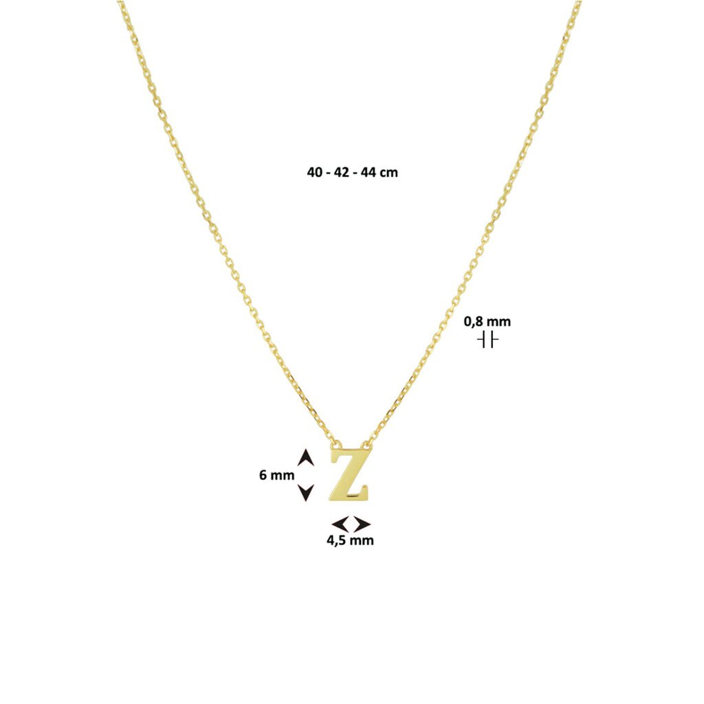 collier letter 40 - 42 - 44 cm 14K geelgoud