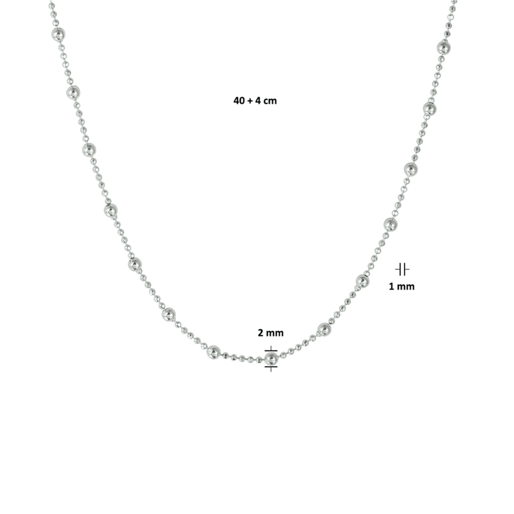 Halskette Kugeln 2,0 mm 40 + 4 cm Silber rhodiniert