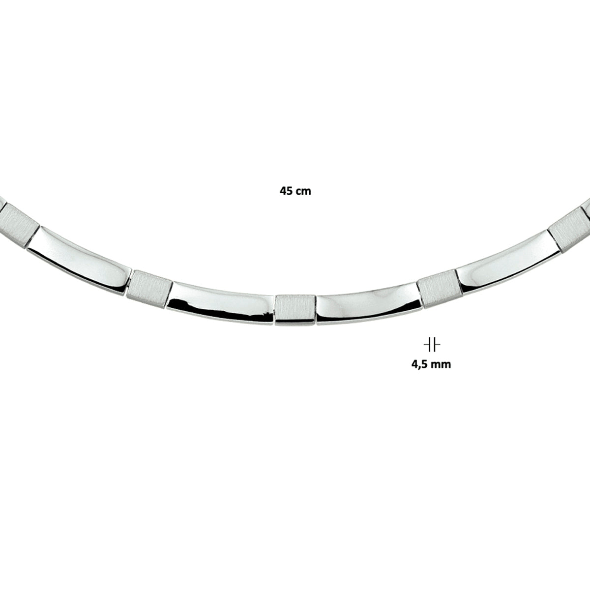 Halskette poliert/matt 4,5 mm 45 cm Silber rhodiniert