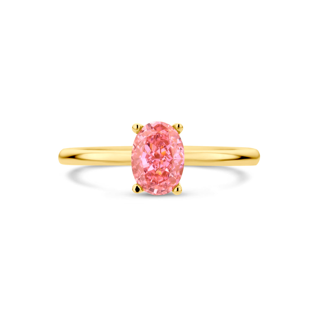 Ring Padparadscha-Zirkonia 14K Gelbgold