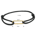 Armband Satin Schwarz 13 - 26 cm 14K Gold mit Gummi/Nylon/Leder