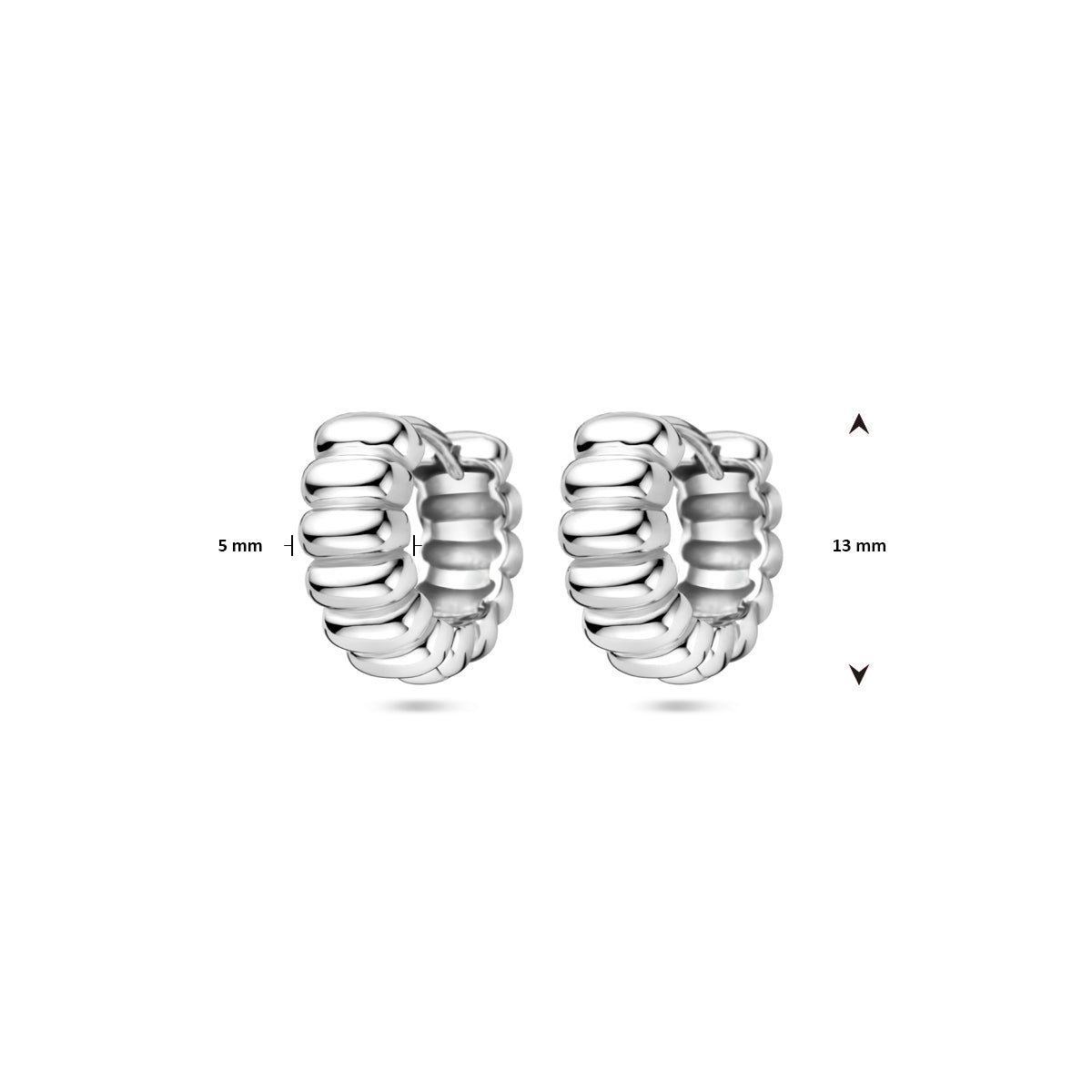 klapoorringen 13 mm zilver gerhodineerd