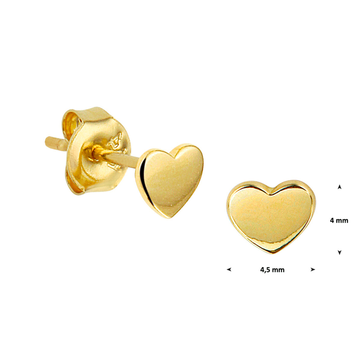 oorknoppen hart 14K geelgoud