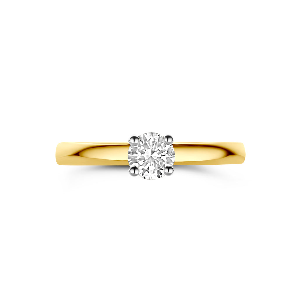 ring zirkonia 14K bicolor goud geel/wit