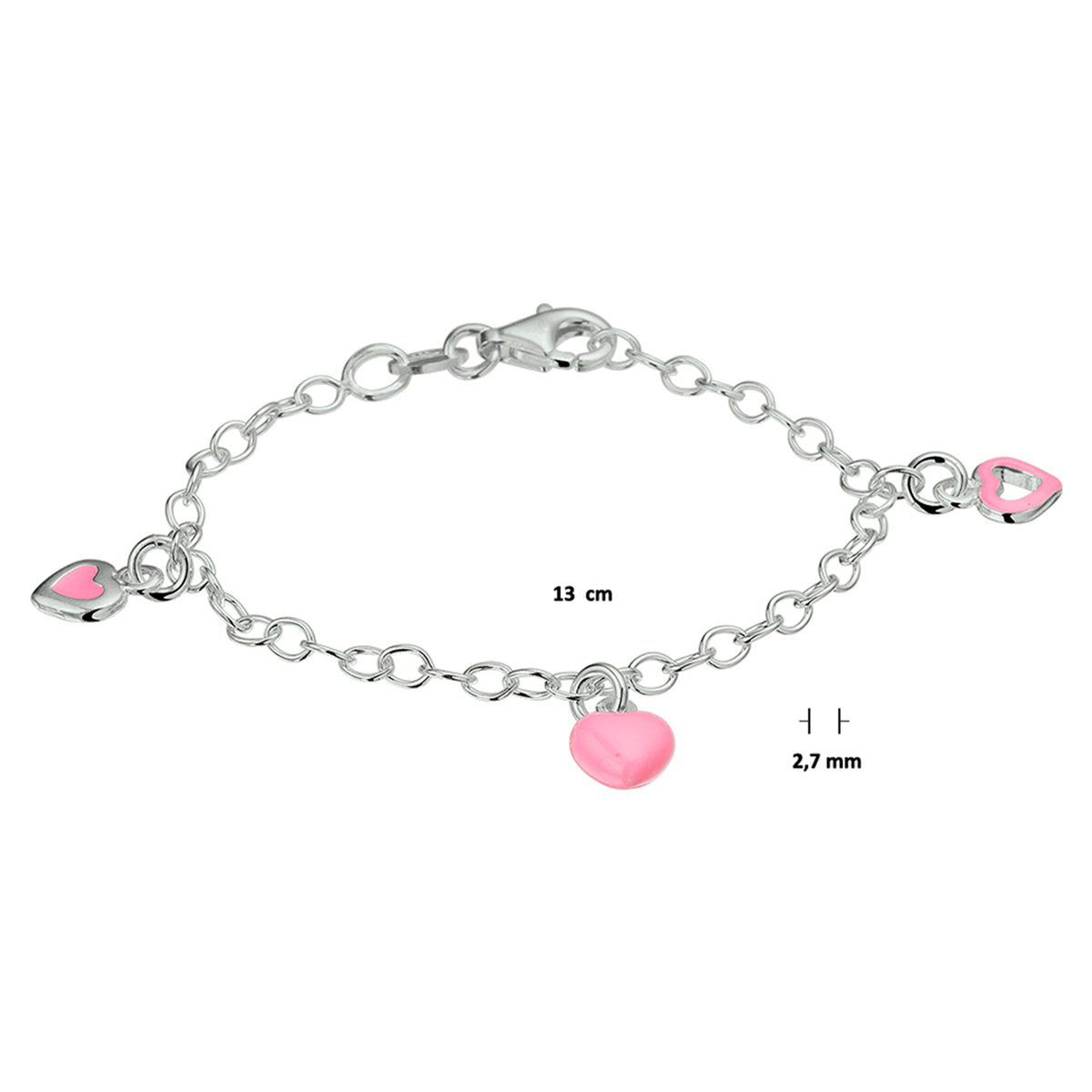 Armband Herz 13 cm Silber rhodiniert
