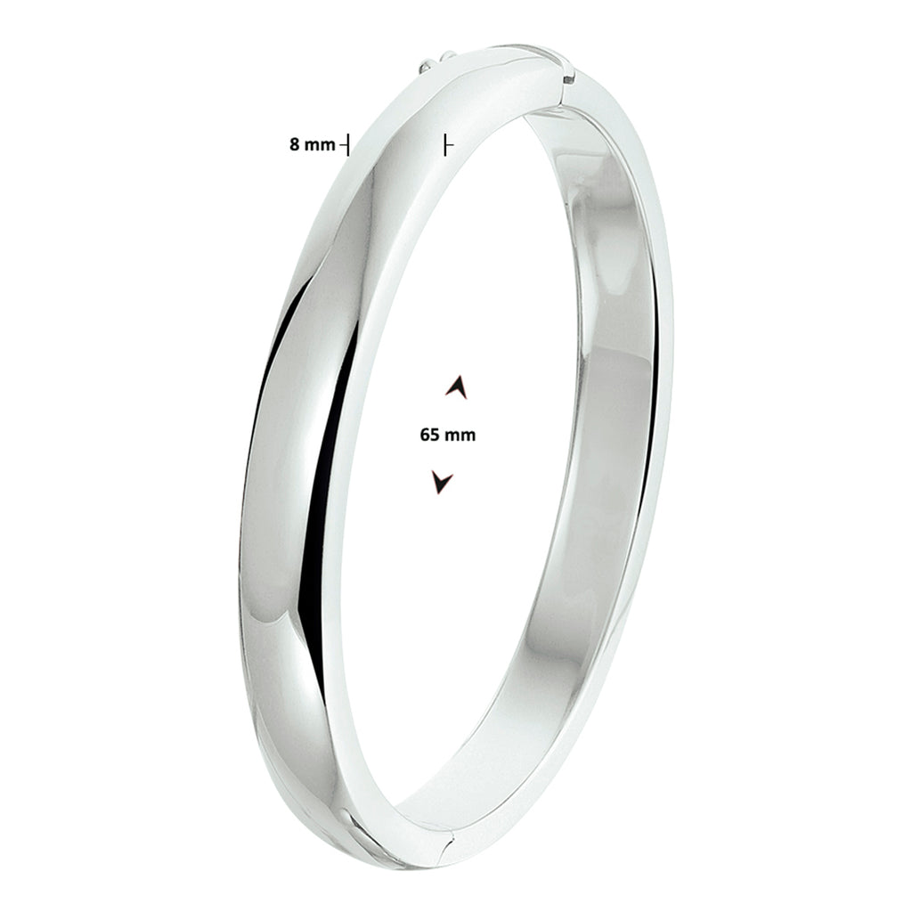 Armreif Scharnier massiv 8 mm Silber rhodiniert