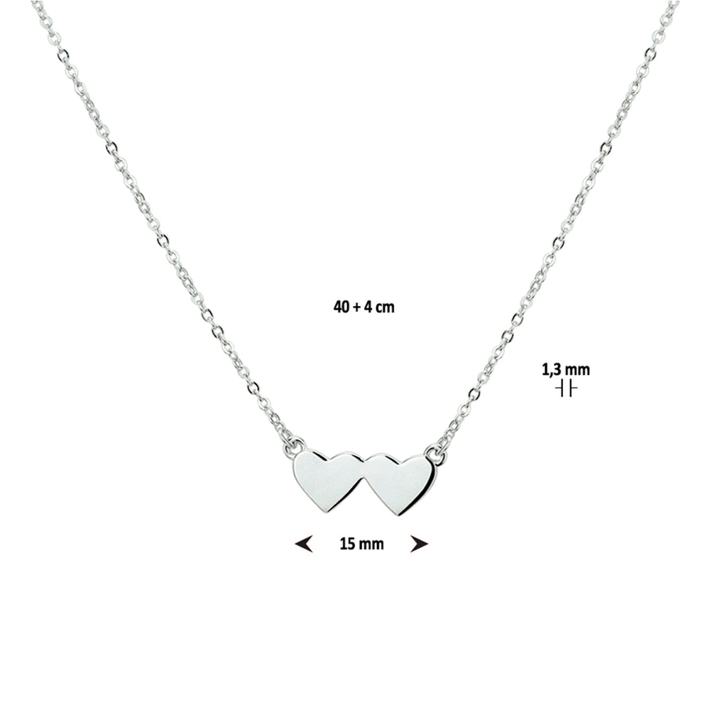 Halskette Herzen 1,3 mm 40 + 4 cm Silber rhodiniert
