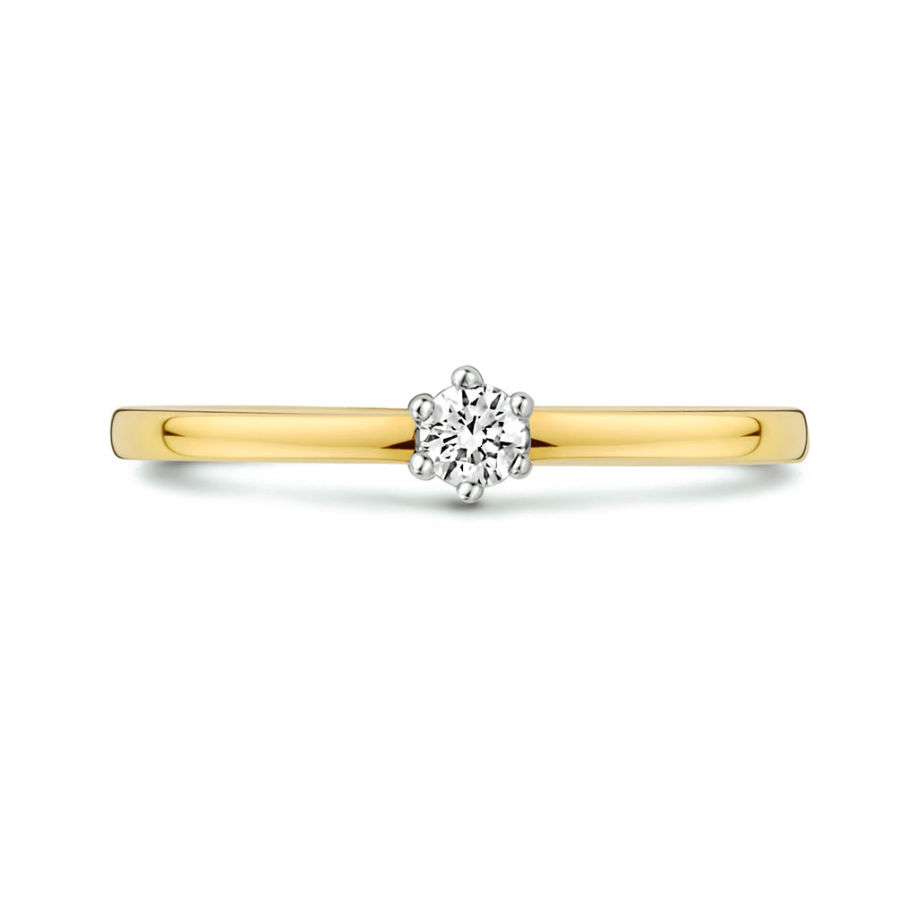 ring diamant 0.10ct h si 14K bicolor goud geel/wit