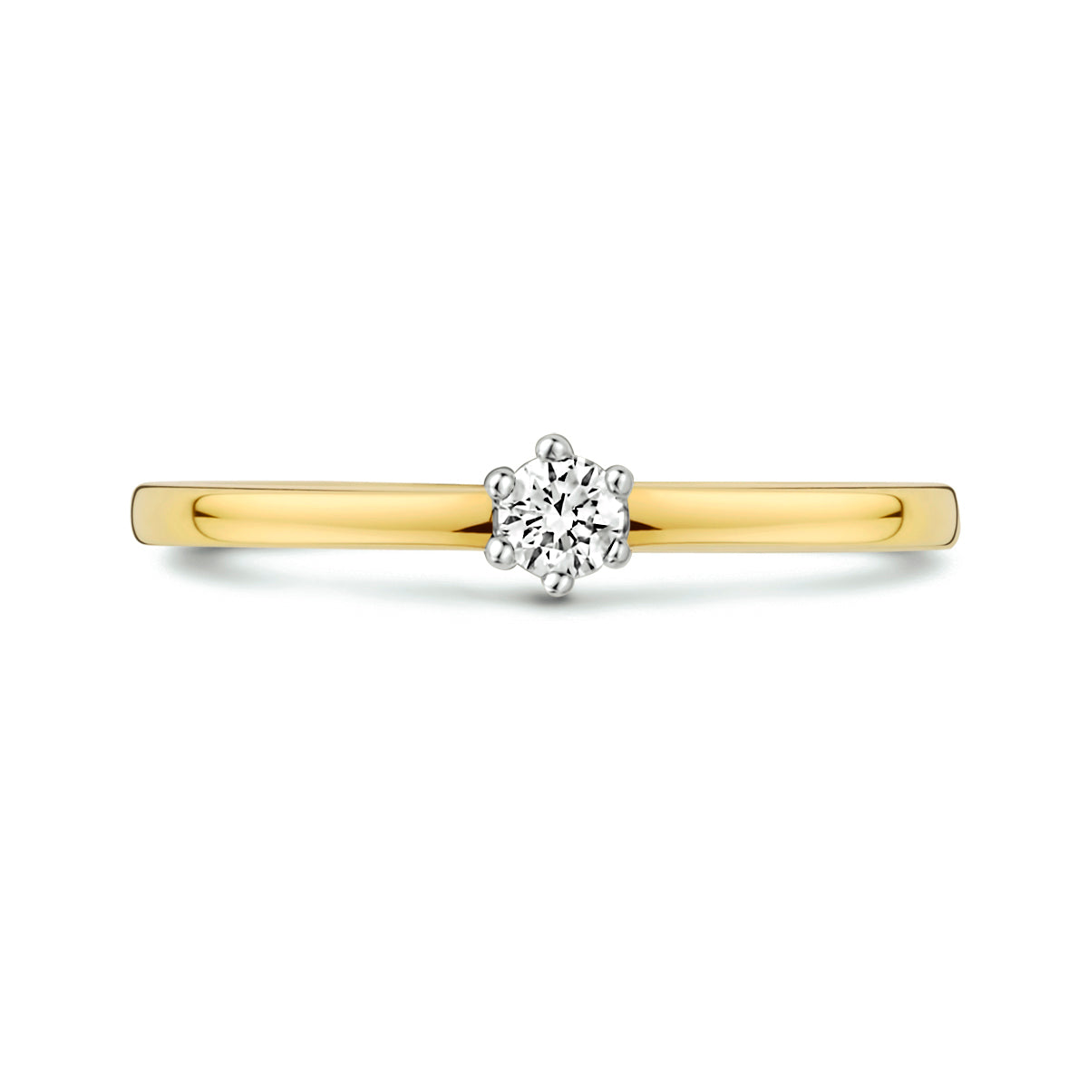 ring diamant 0.10ct h si 14K bicolor goud geel/wit