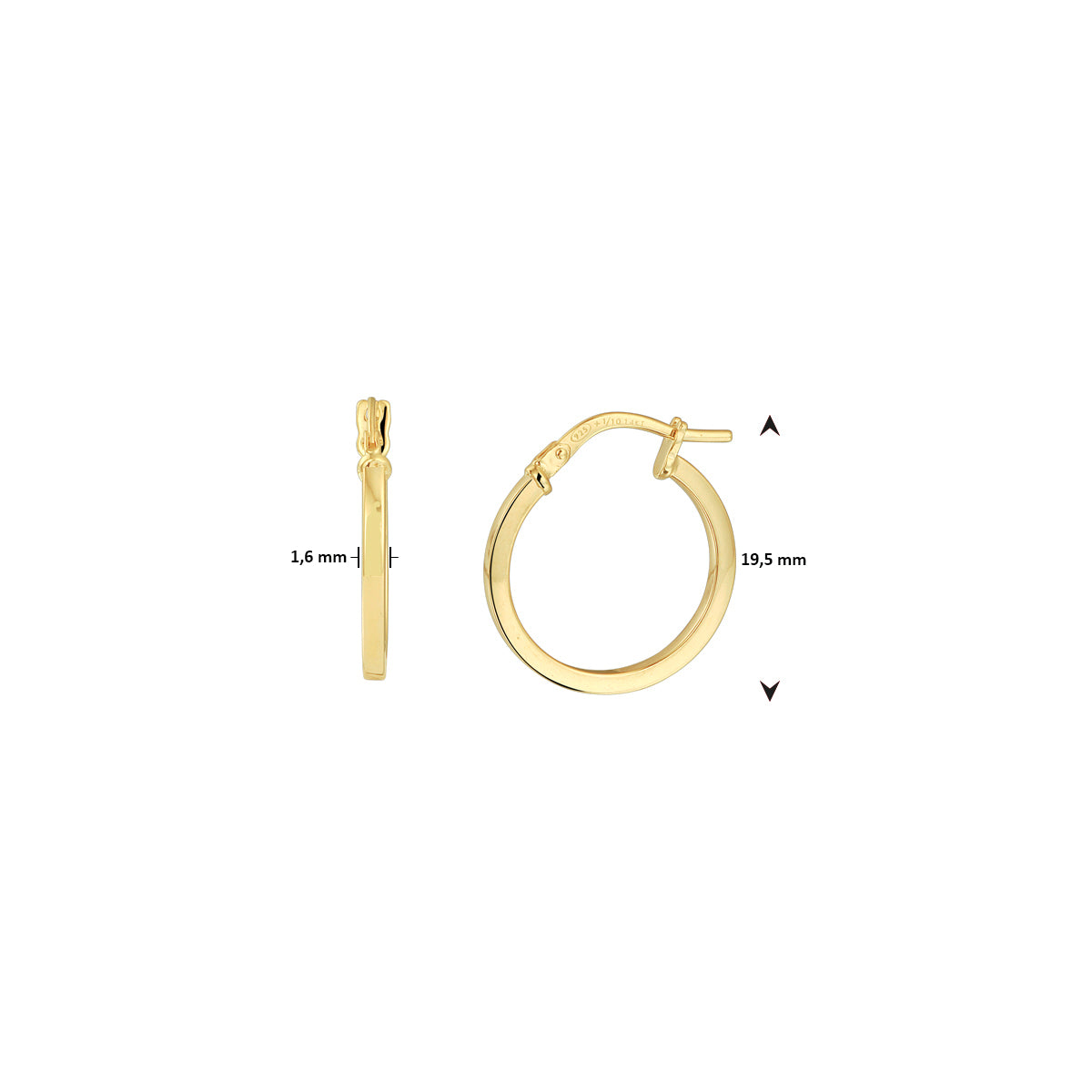 Ohrringe Vierkantrohr 1,6 mm Silgold (Gelb mit Silberkern)