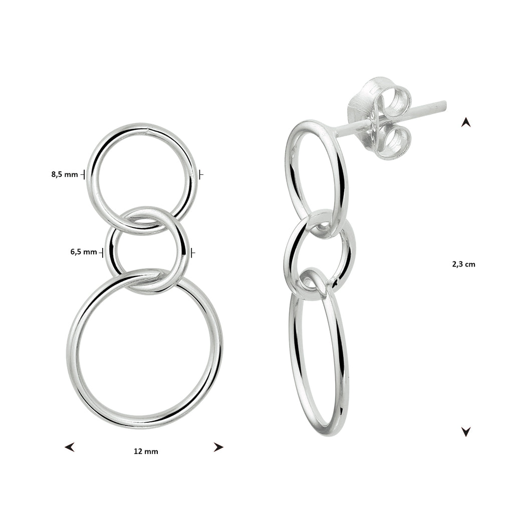 oorhangers rondjes zilver gerhodineerd