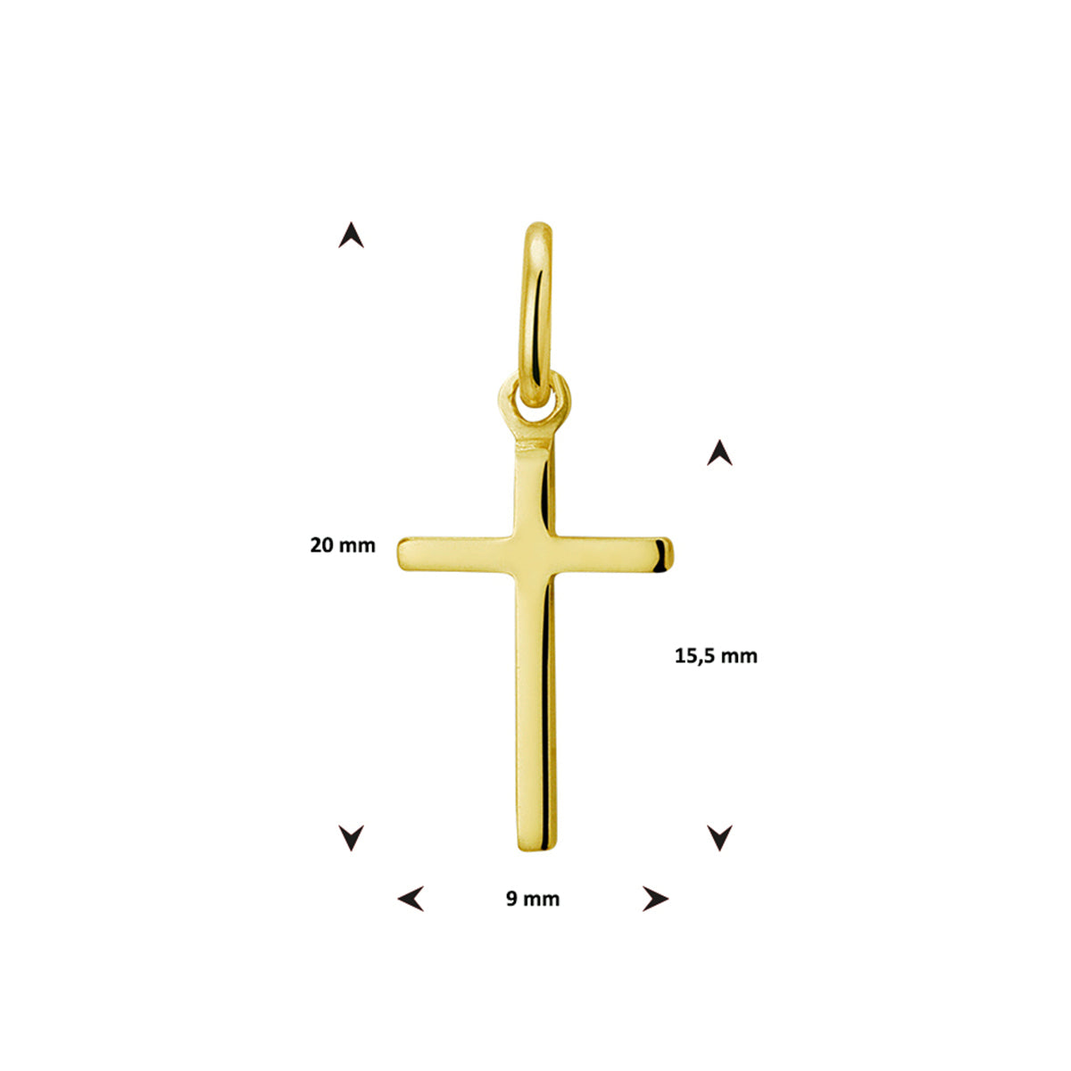 hanger kruis 3 micron zilver verguld (geel)