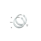 oorringen vierkante buis 2,0 mm gediamanteerd zilver gerhodineerd