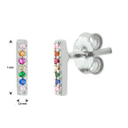 Ohrstecker Stab Zirkonia Silber rhodiniert