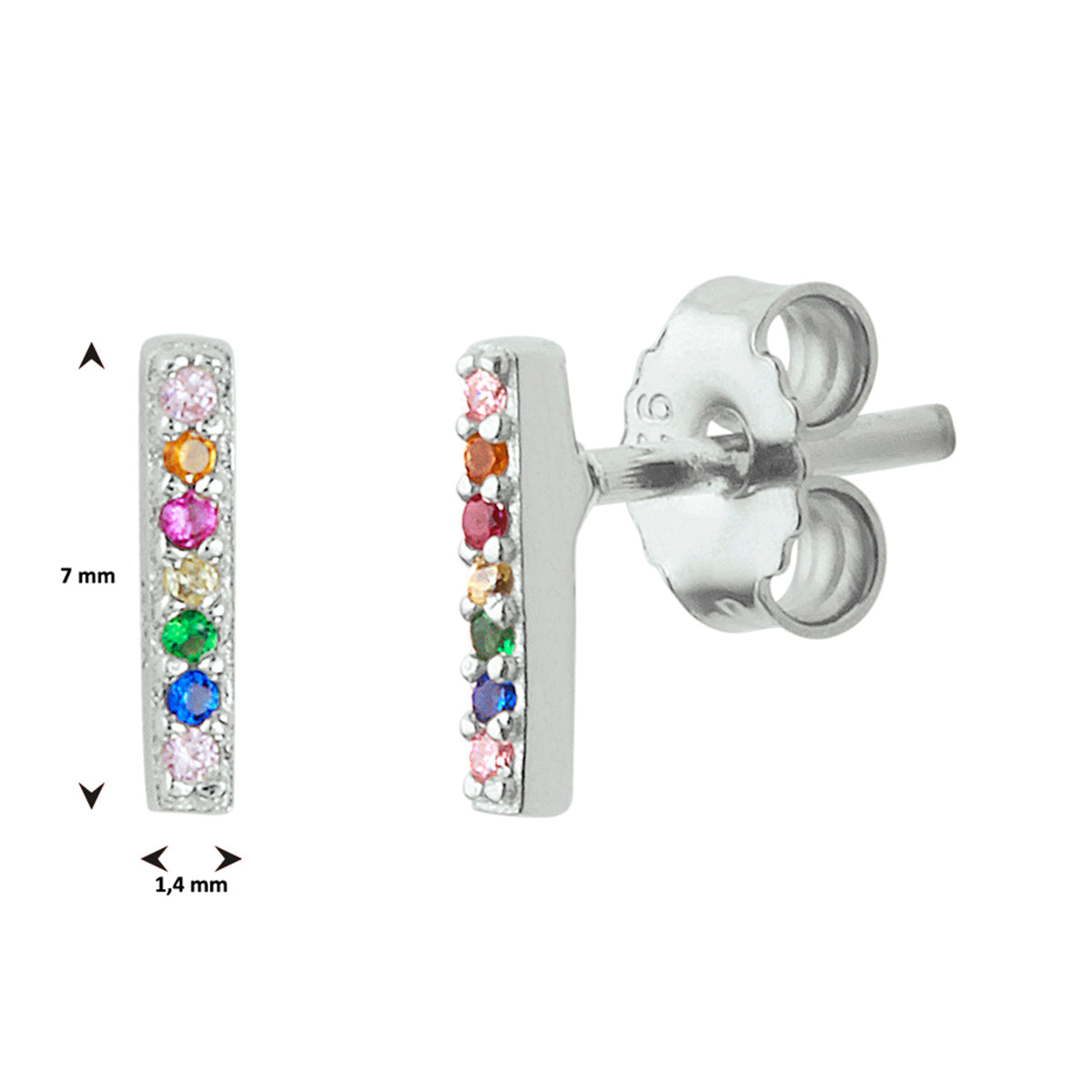 Ohrstecker Stab Zirkonia Silber rhodiniert