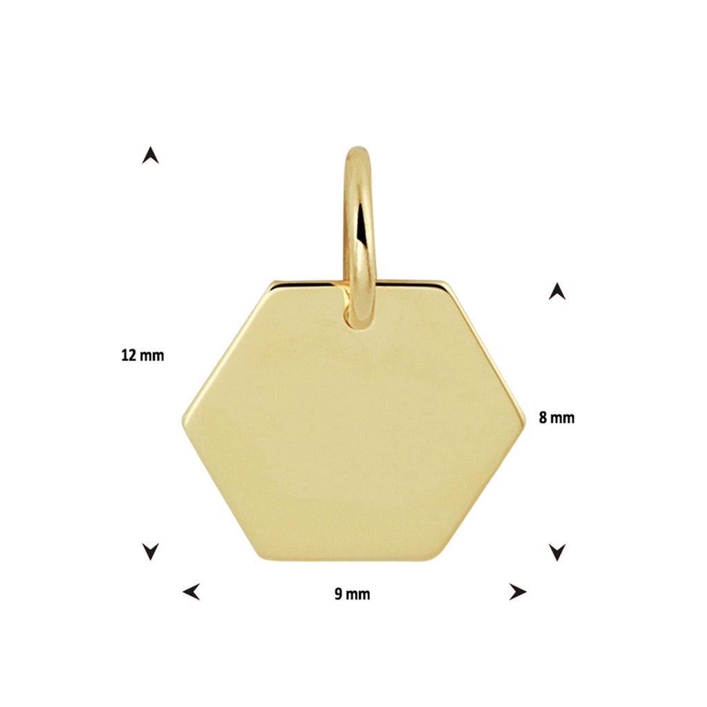 graveerhanger zeshoek 14K geelgoud