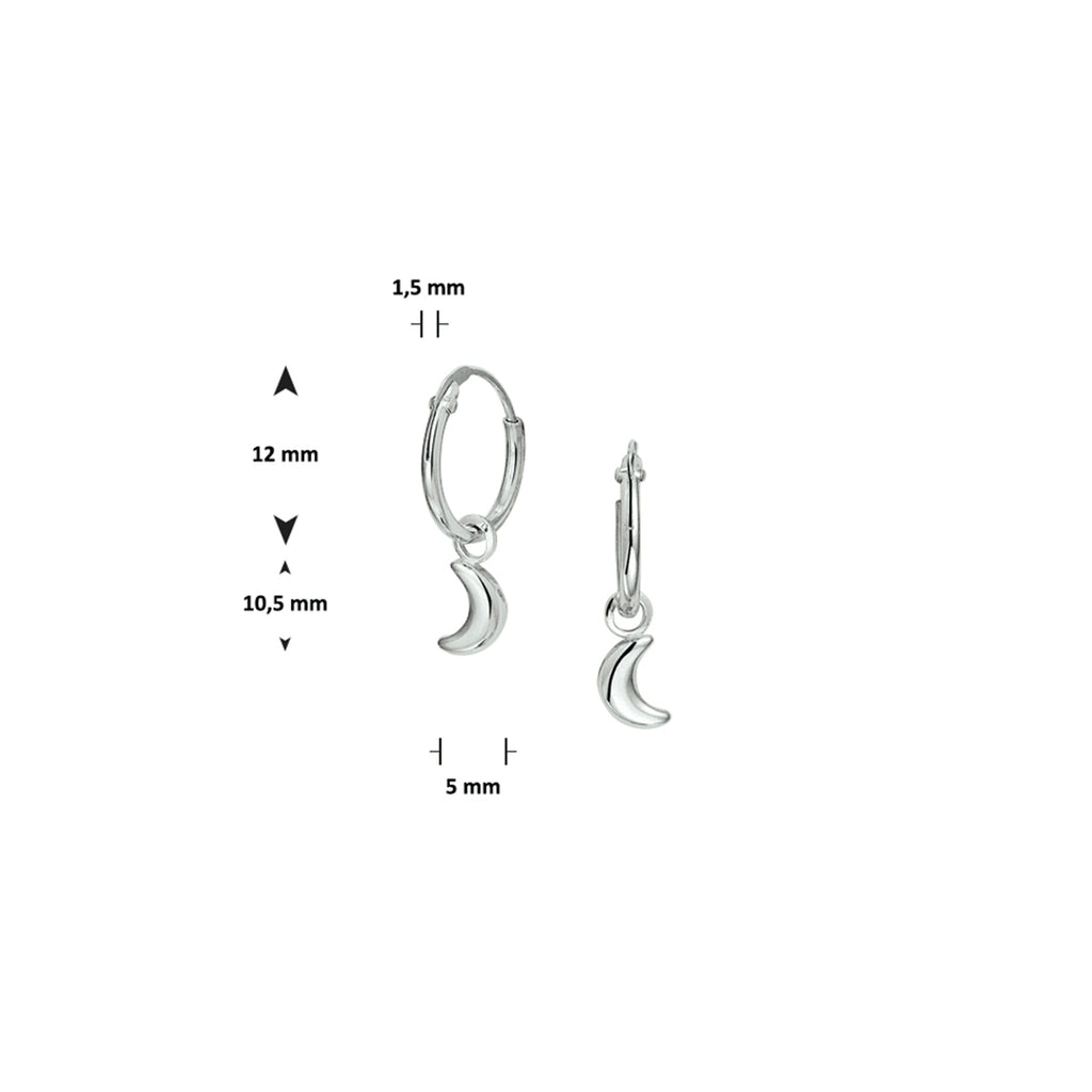 Mond-Ohrringe aus rhodiniertem Silber