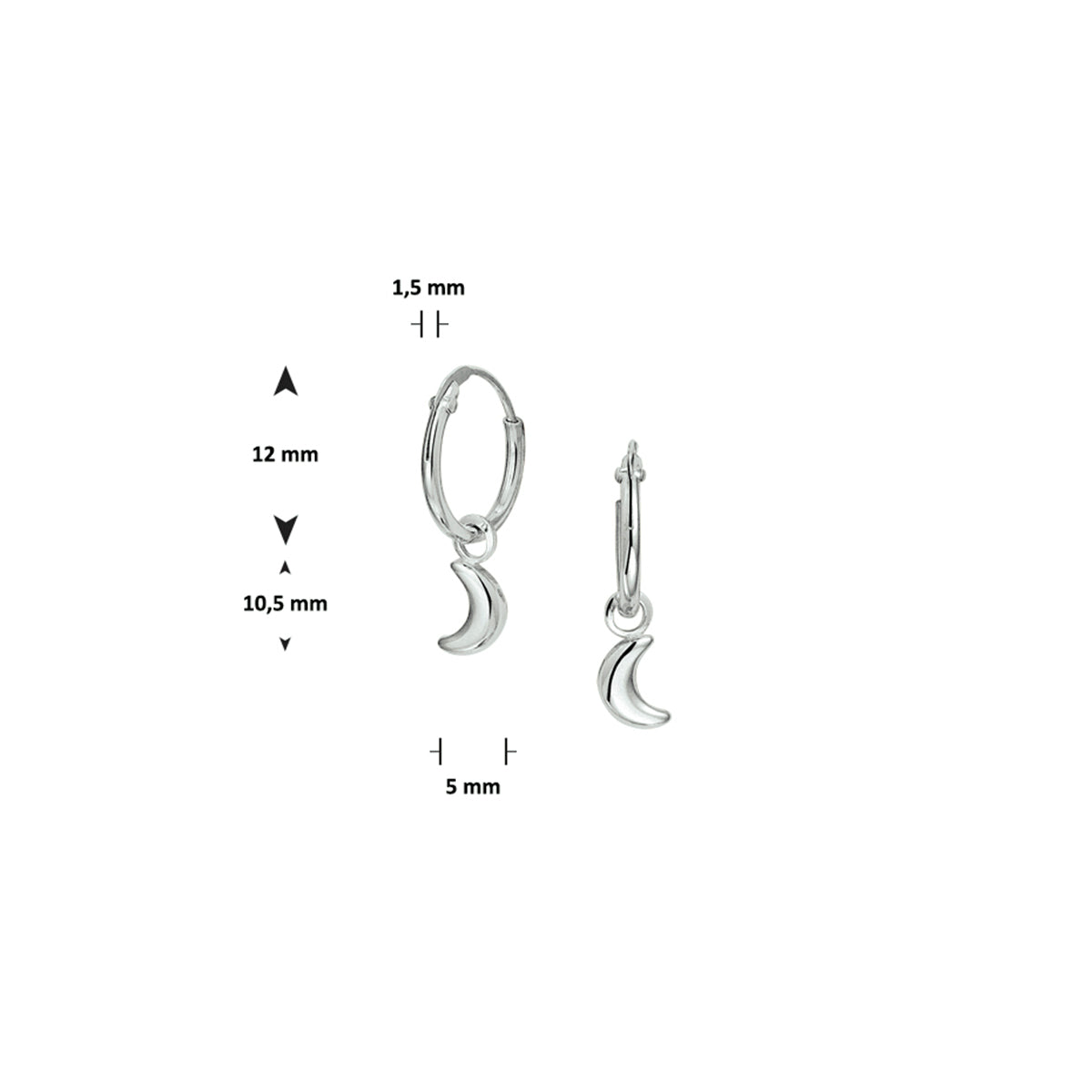 Mond-Ohrringe aus rhodiniertem Silber