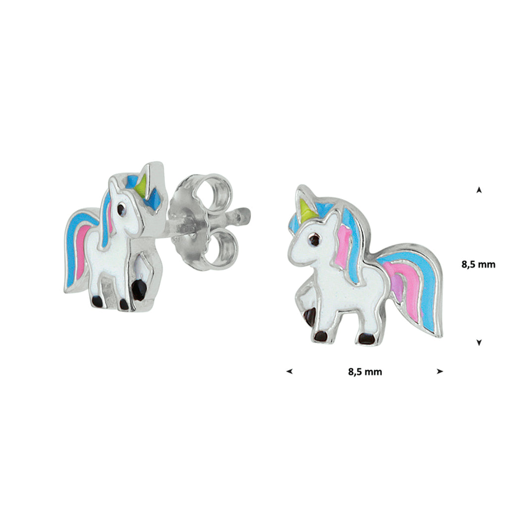 Ohrstecker Einhorn Emaille rhodiniertes Silber