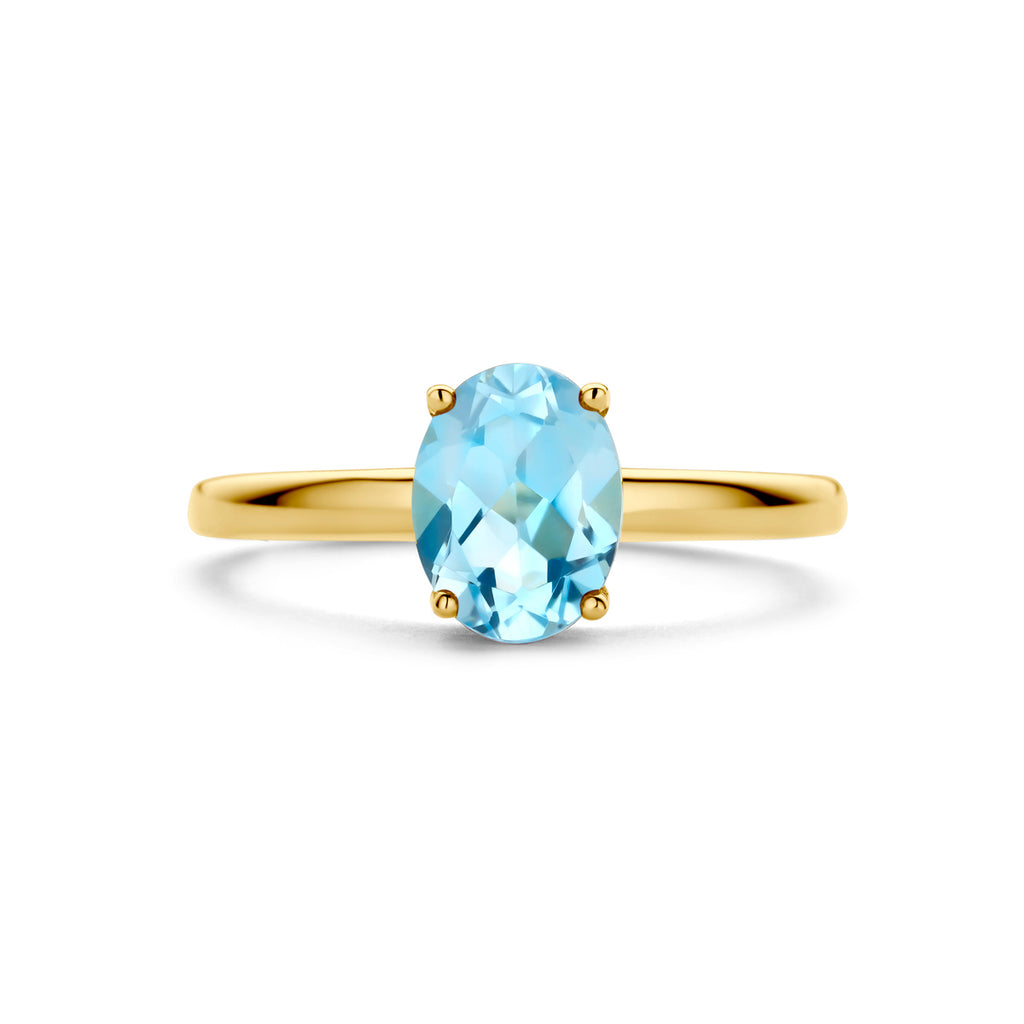 ring blauw topaas 14K geelgoud