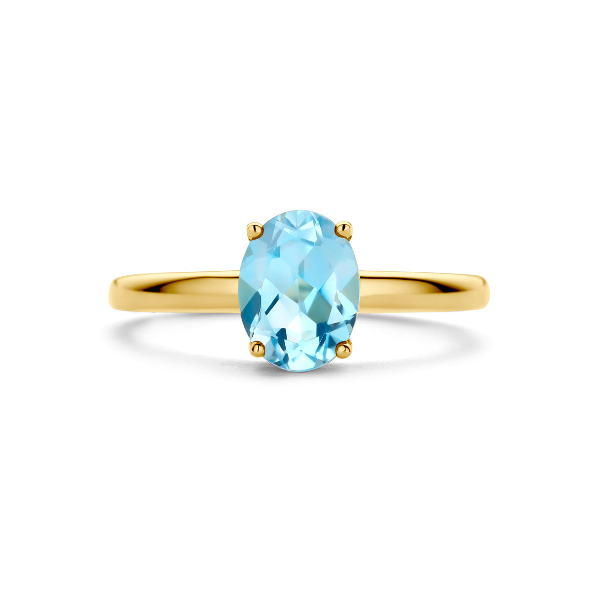 ring blauw topaas 14K geelgoud