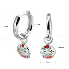 oorringen cupcake emaille zilver gerhodineerd