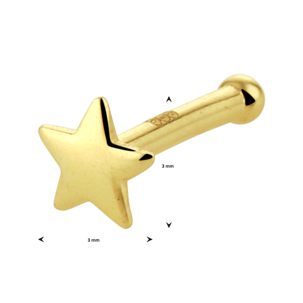 kogel neusknopje ster 14K geelgoud