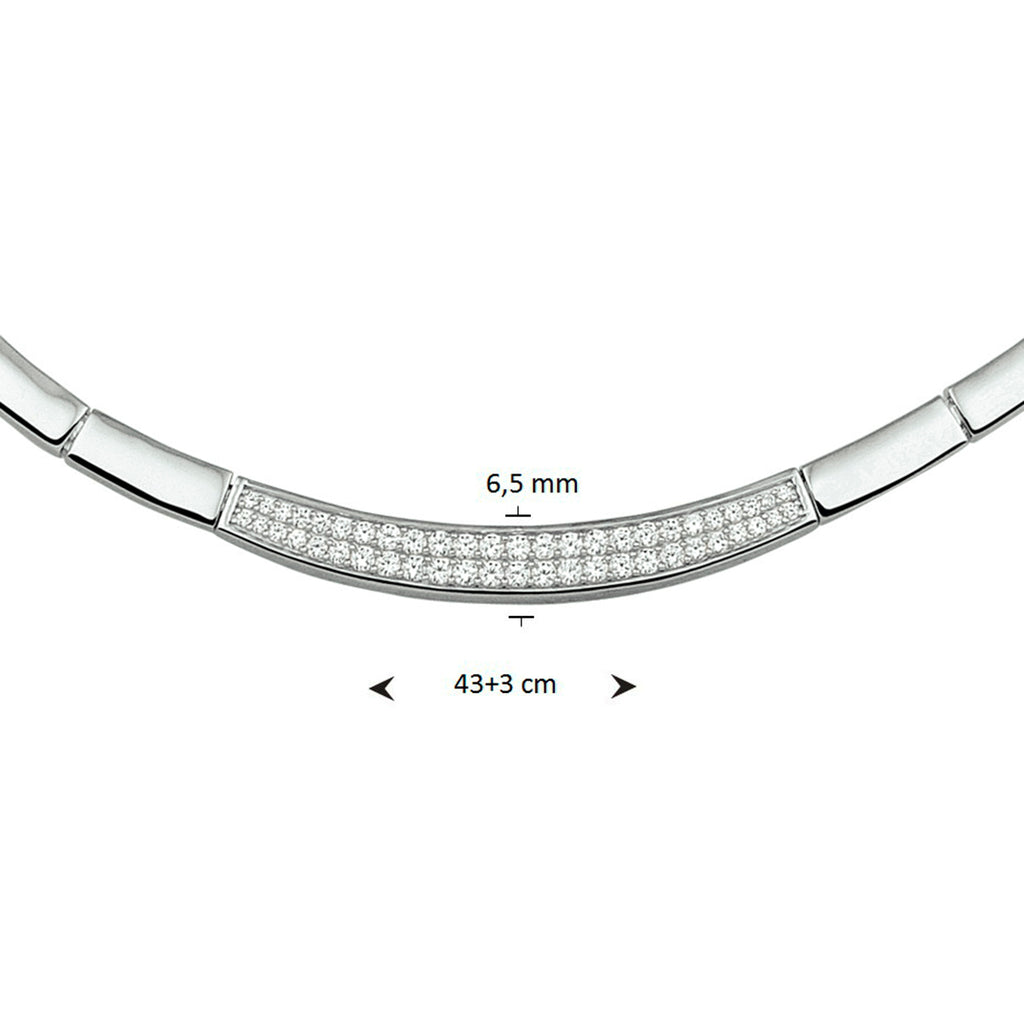 Zirkonia-Halskette 6,5 mm 43 + 3 cm Silber rhodiniert