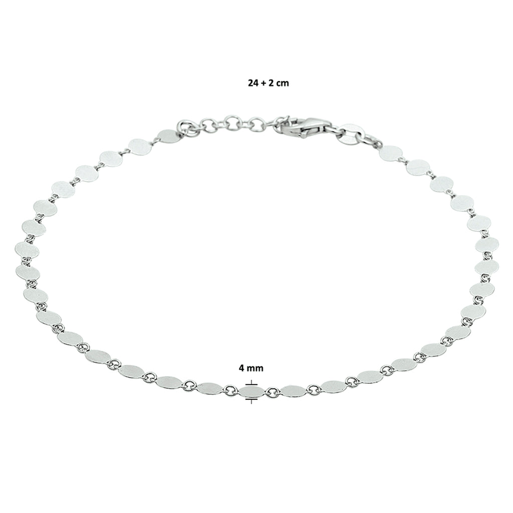 Fußkettchen 4,0 mm 24 + 2 cm Silber rhodiniert