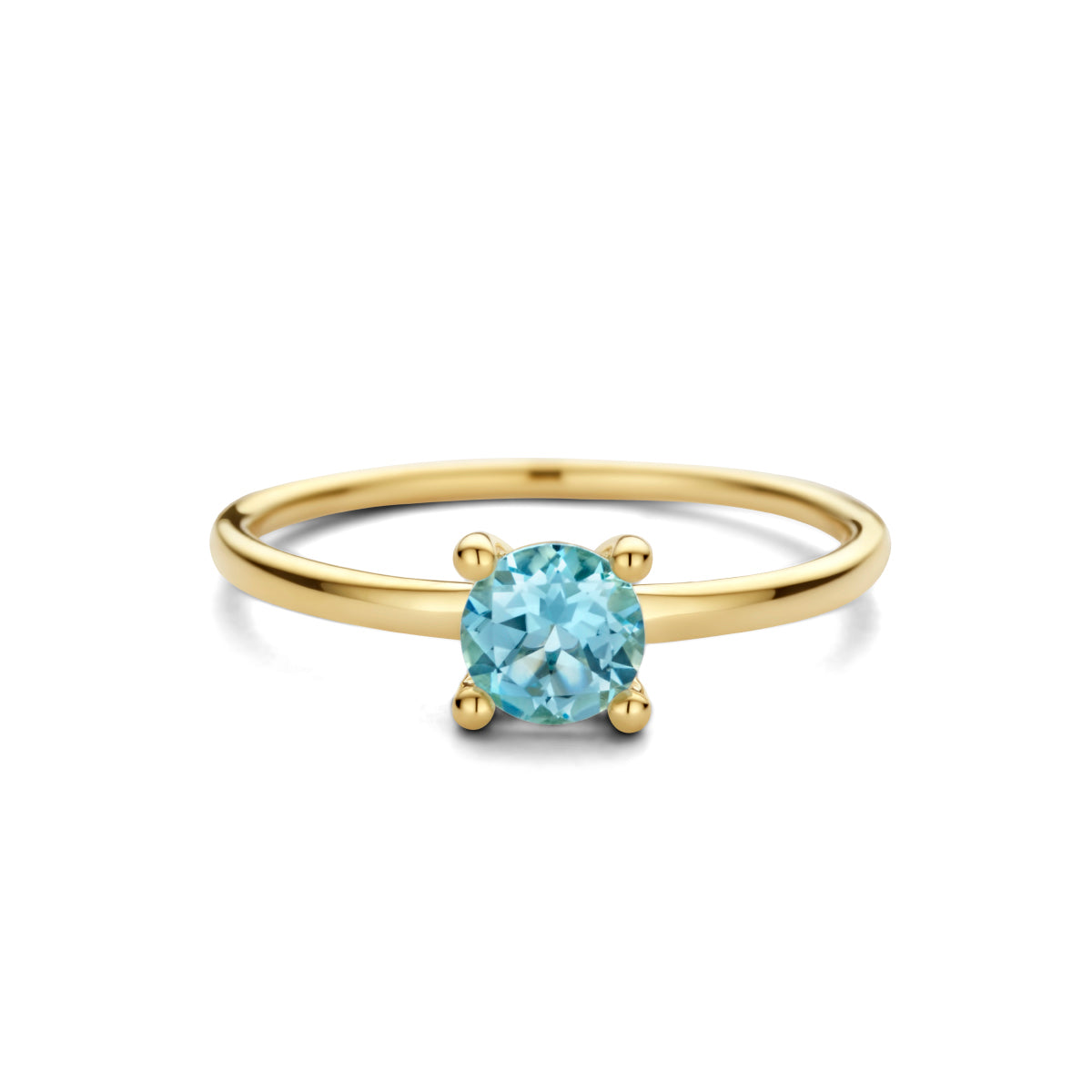 ring blauw topaas 14K geelgoud