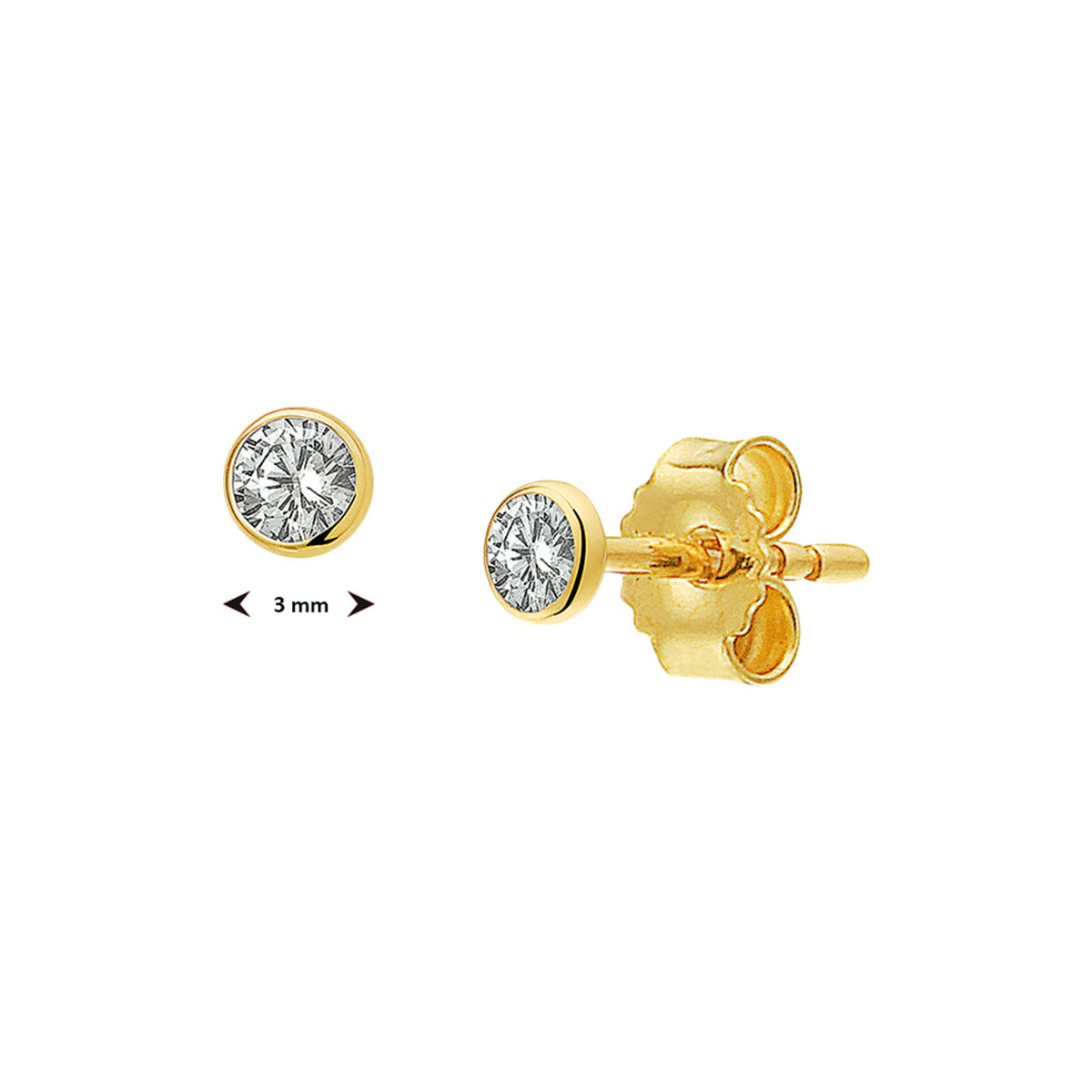 oorknoppen zirkonia 14K geelgoud