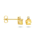 oorknoppen citrien en diamant (2x 0.015ct) h si 14K geelgoud