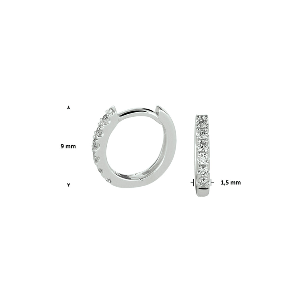 klapoorringen diamant 0.10ct (2x0.05ct) g si 14K witgoud