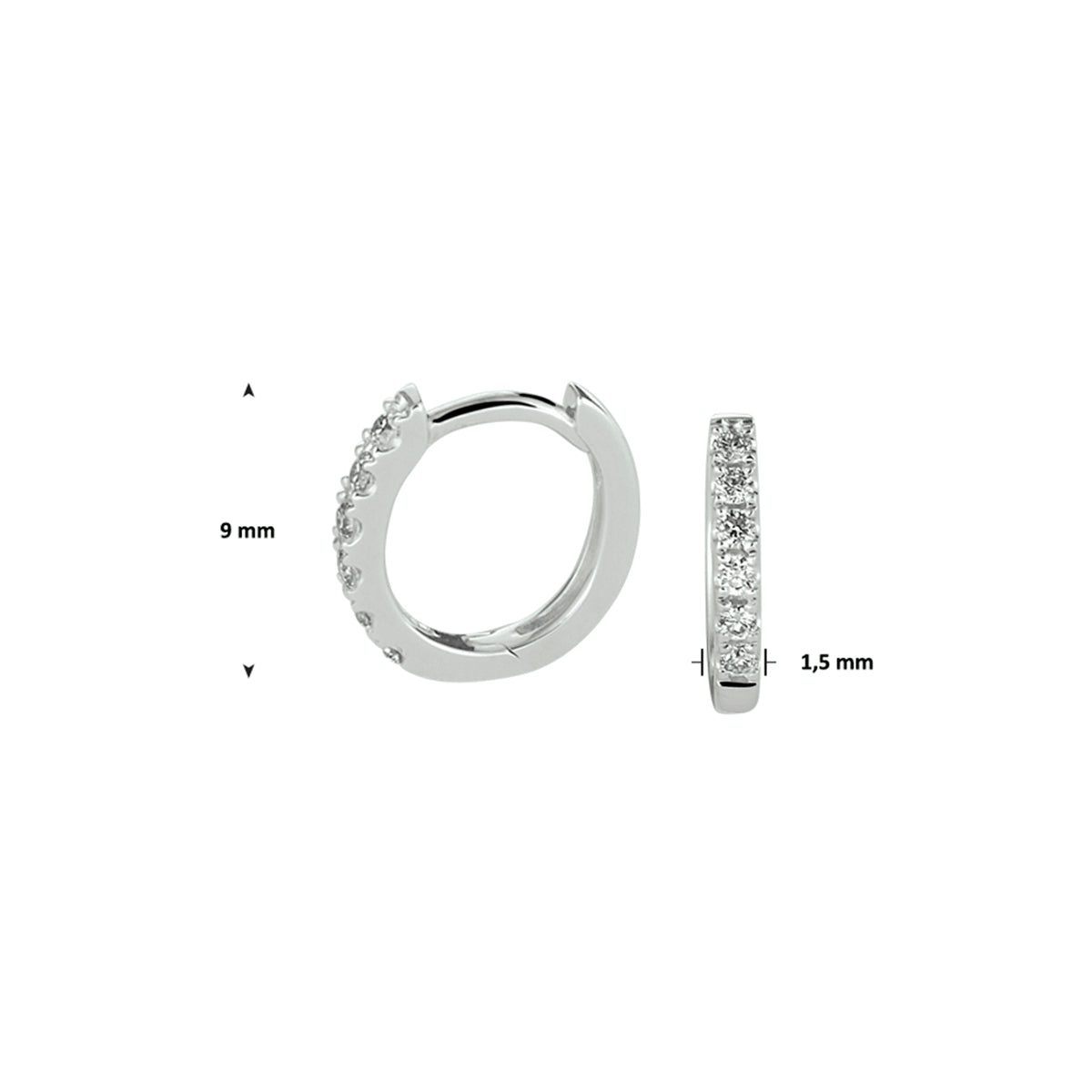 klapoorringen diamant 0.10ct (2x0.05ct) g si 14K witgoud