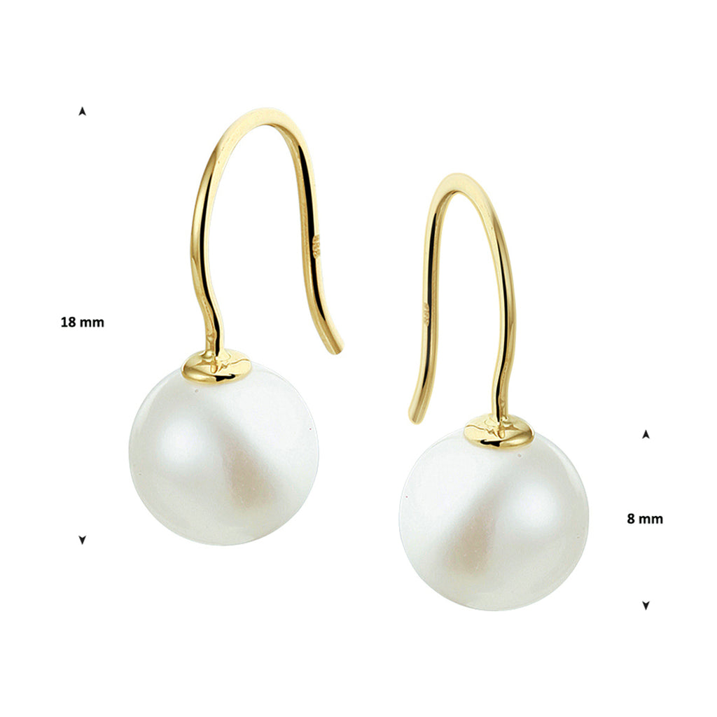 Ohrringe Perle Französischer Haken 8 mm 14K Gelbgold