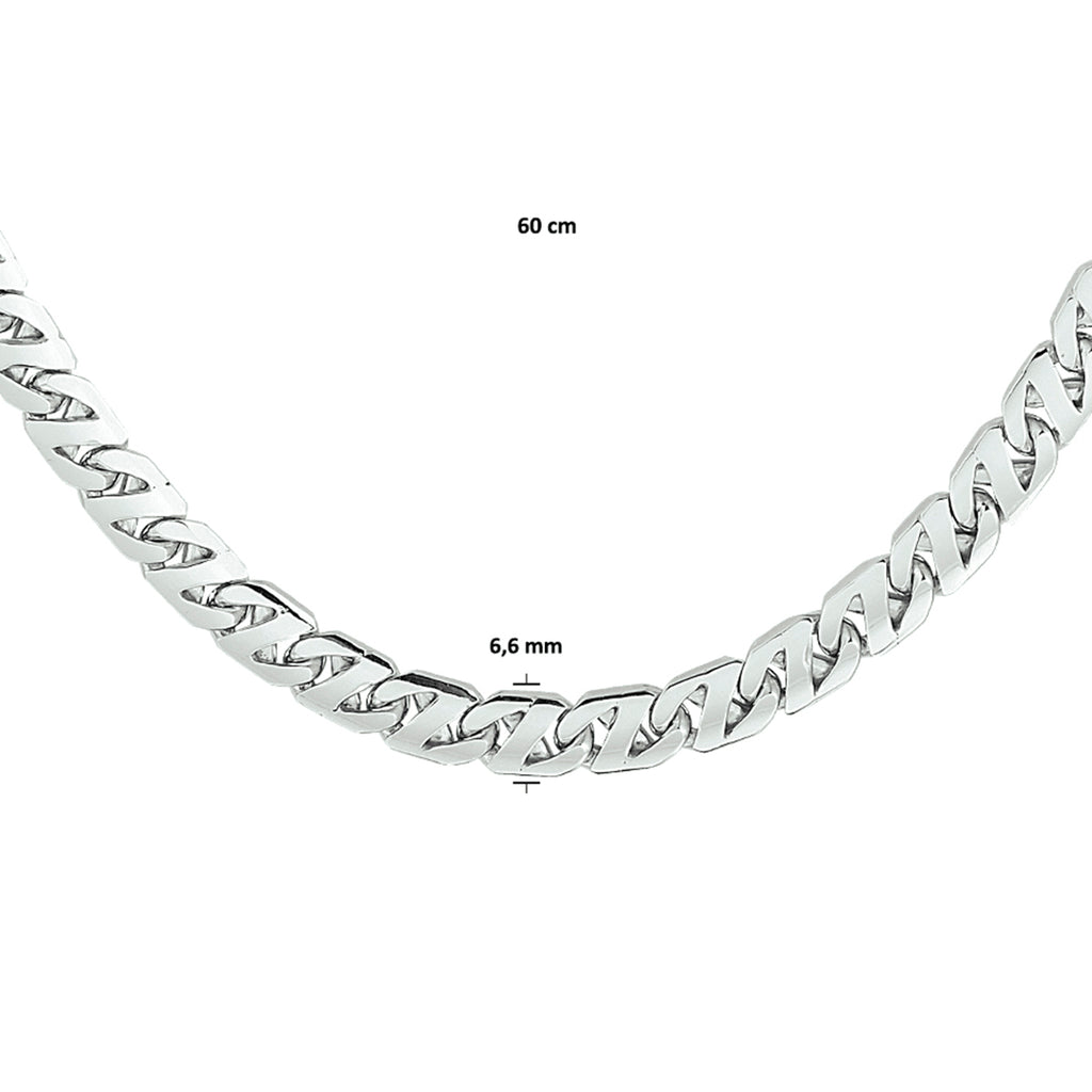 collier gourmette 6,6 mm zilver gerhodineerd