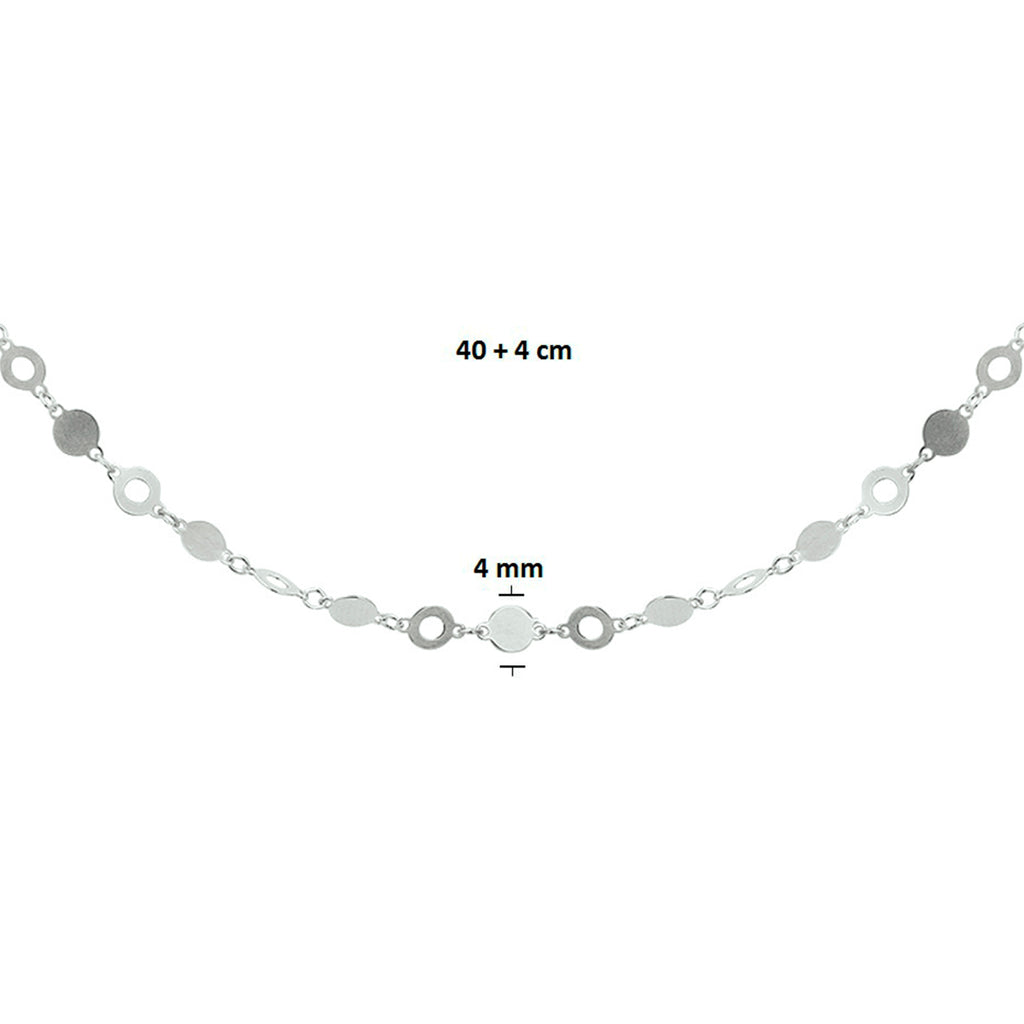 Halskette 4,0 mm 40 + 4 cm Silber rhodiniert