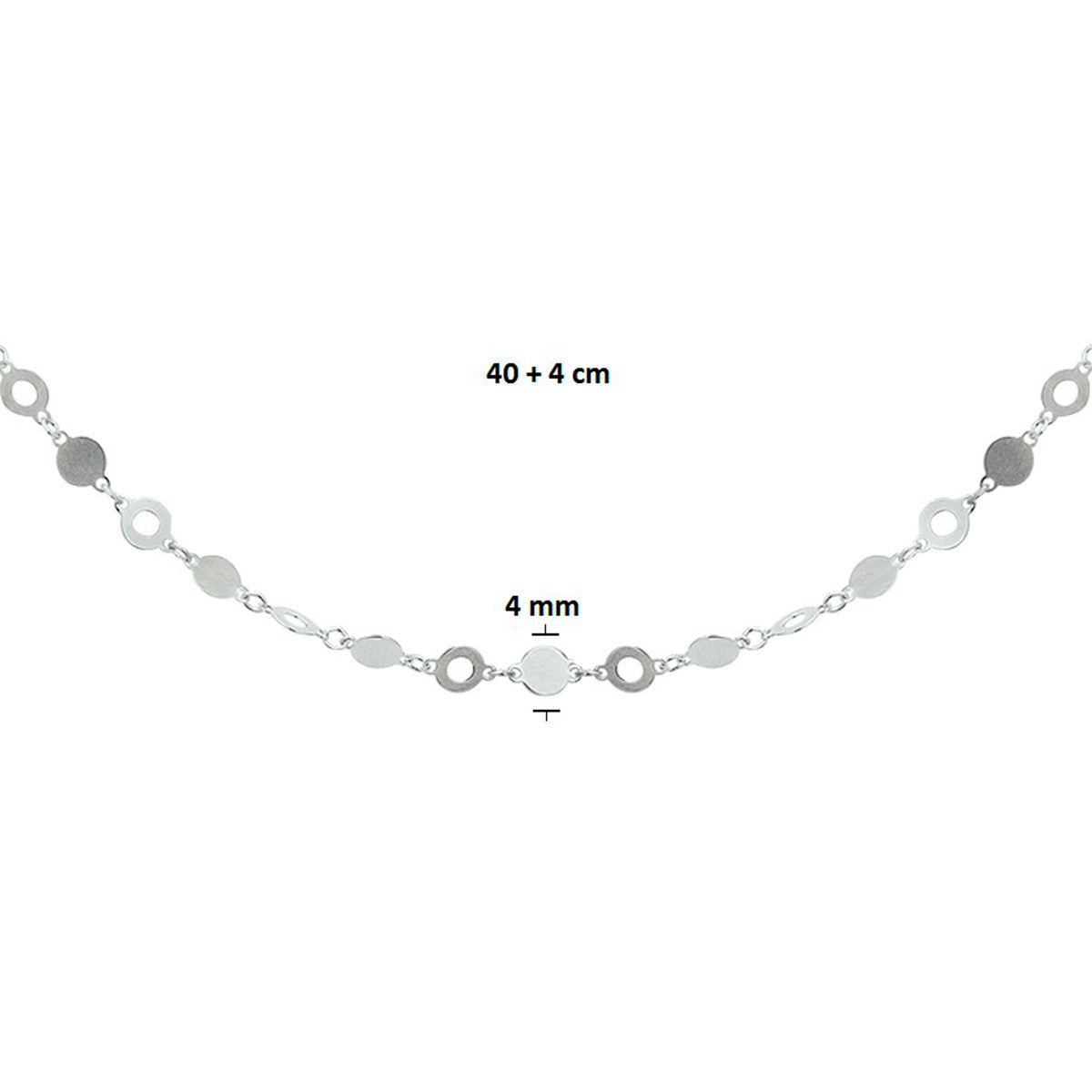 Halskette 4,0 mm 40 + 4 cm Silber rhodiniert