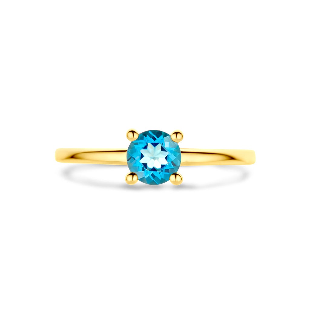 ring london blue topaas 14K geelgoud