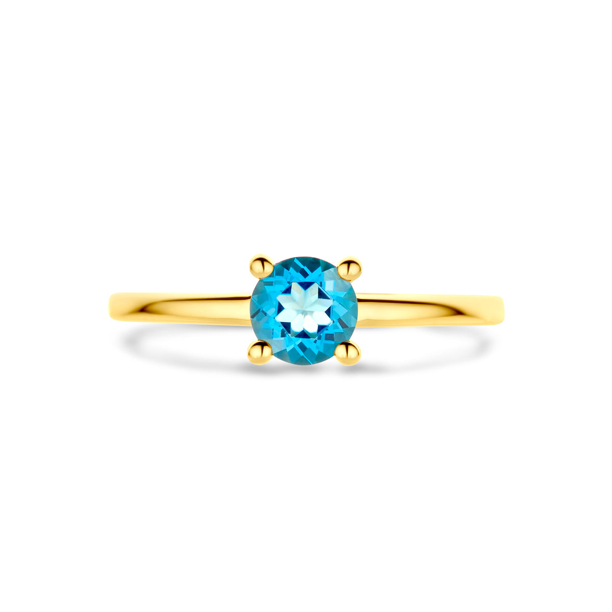 ring london blue topaas 14K geelgoud