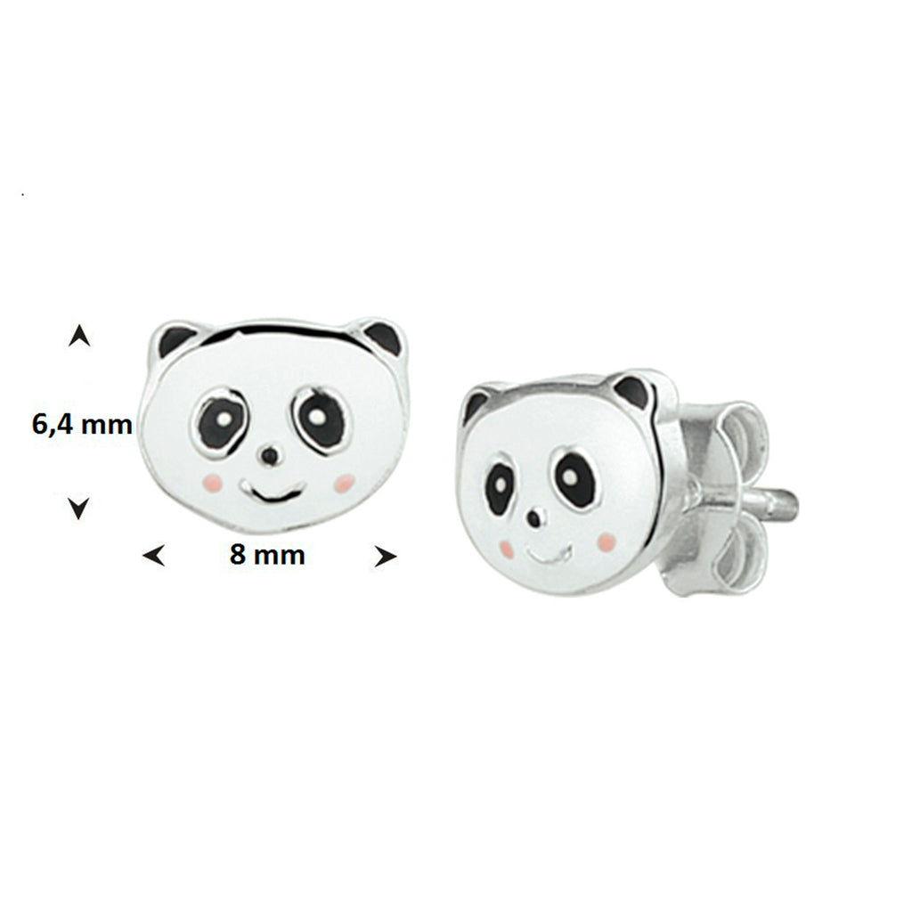 Ohrstecker Panda Emaille Silber Weiß