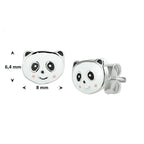 Ohrstecker Panda Emaille Silber Weiß
