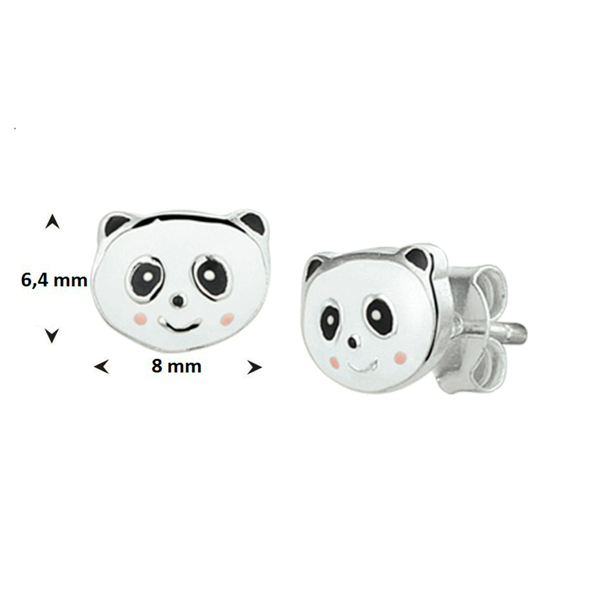 Ohrstecker Panda Emaille Silber Weiß