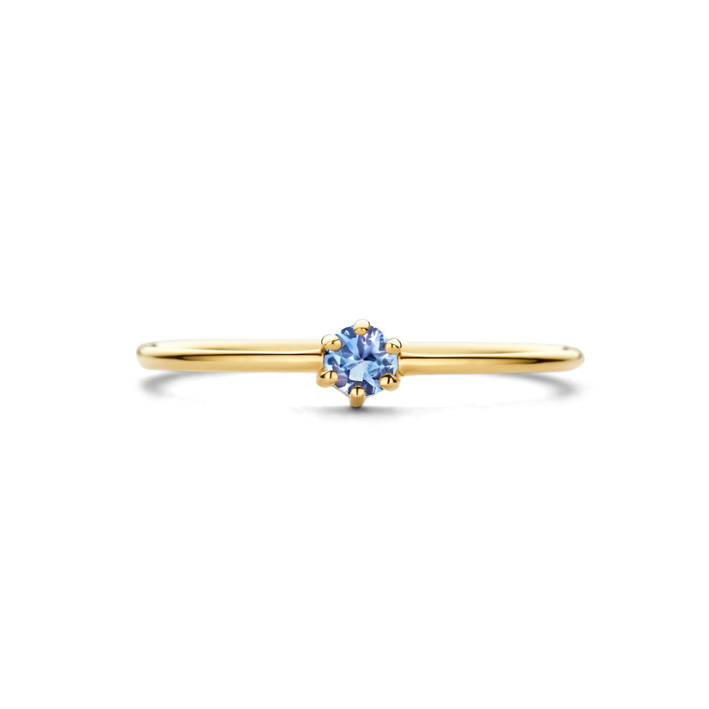 Ring mit Geburtsstein Tansanit, 14. Dezember, Gelbgold
