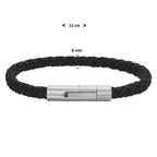 Armband Leder matt 6 mm 21 cm Edelstahl