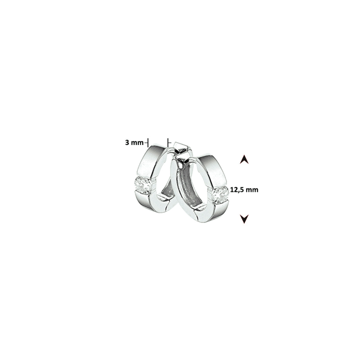 klapoorringen zirkonia zilver gerhodineerd