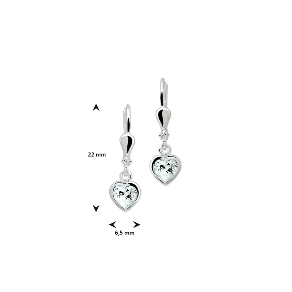 Ohrringe Herz Zirkonia Brisur Haken Silber Weiß