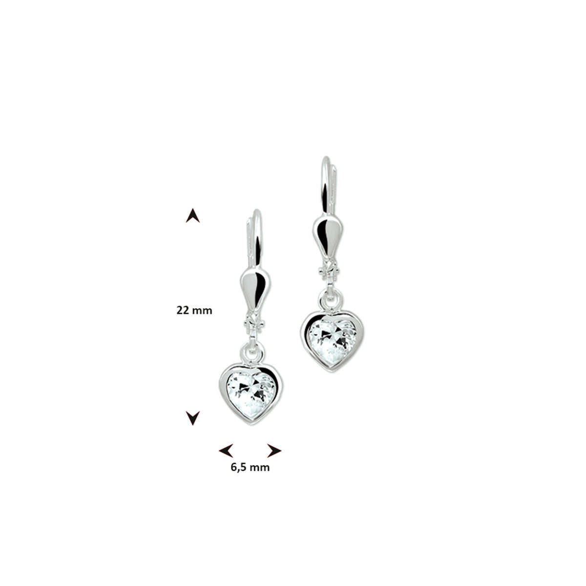 Ohrringe Herz Zirkonia Brisur Haken Silber Weiß
