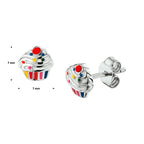 Ohrstecker Cupcake Silber rhodiniert