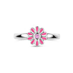 ring emaille bloem roze zirkonia zilver gerhodineerd
